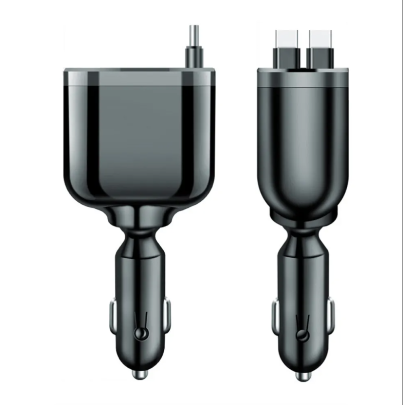 5 in 1 Super Fast Charging Dual Pull Out Retractable Car Charger 12 24V Output TYPE C Car Adapters with QC 3.0 Function - Image 6